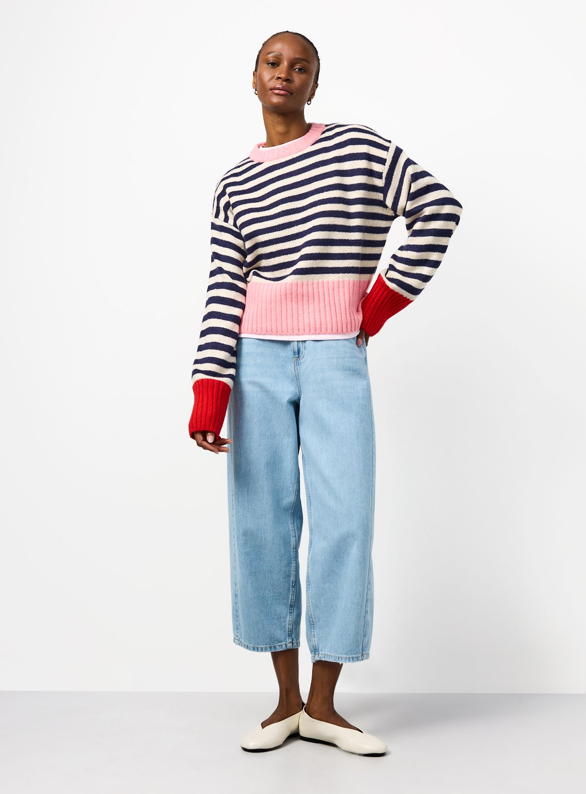 Multi Colour Block Print Deep Rib Jumper L - Image 2 thumbnail